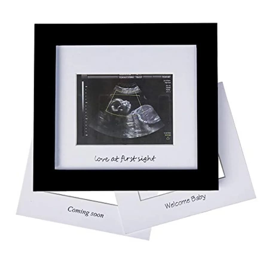 Cornice per Foto Ecografia Neonatale - Cornice per Prima Immagine Ecografica - Idea Regalo per Futuri Genitori, Baby Shower, Festa di Rivelazione del Sesso, B