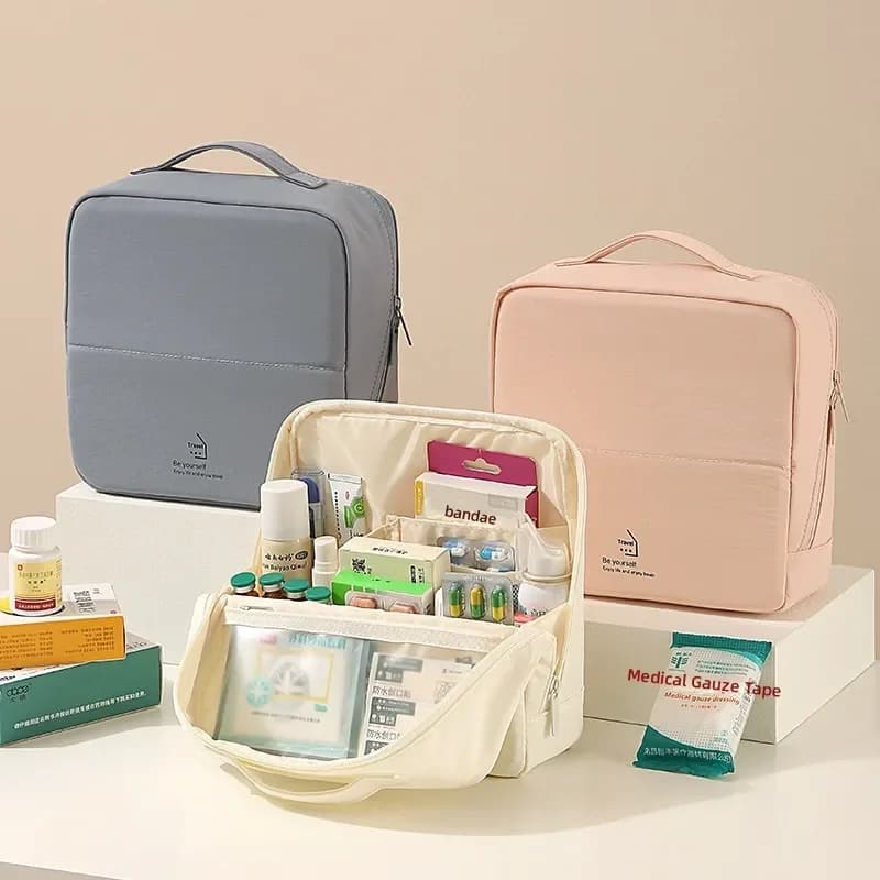 Medical Bag Large Capacity Stratified Design Durable Oxford Fabric Portable Emergency First Aid Kit for Home Outdoor Travel