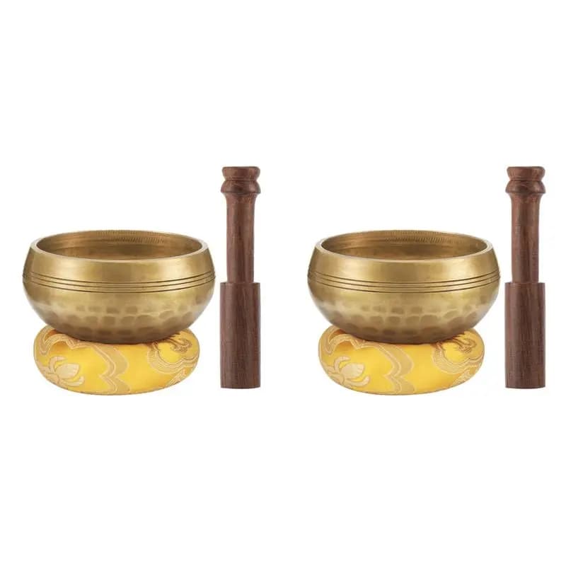 2Set 3.2 Inch Tibetan Singing Bowl Zen Meditation Yoga Meditation Bowl Wooden Stick Cushion