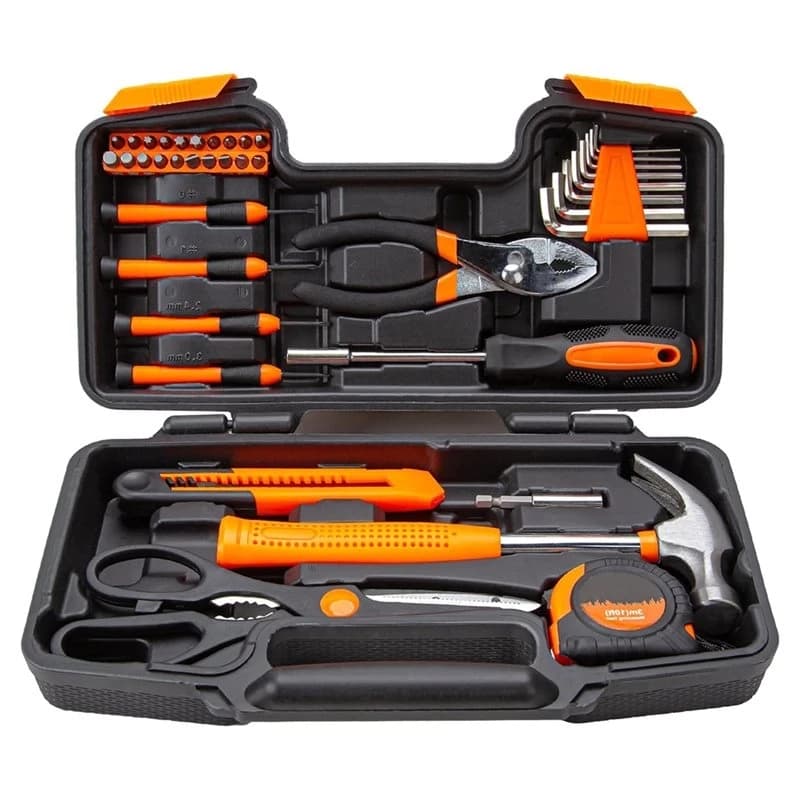 AB02 Universal Home Craft Kit 39 Piece Tool Set With Plastic Tool Box Storage Box Orange