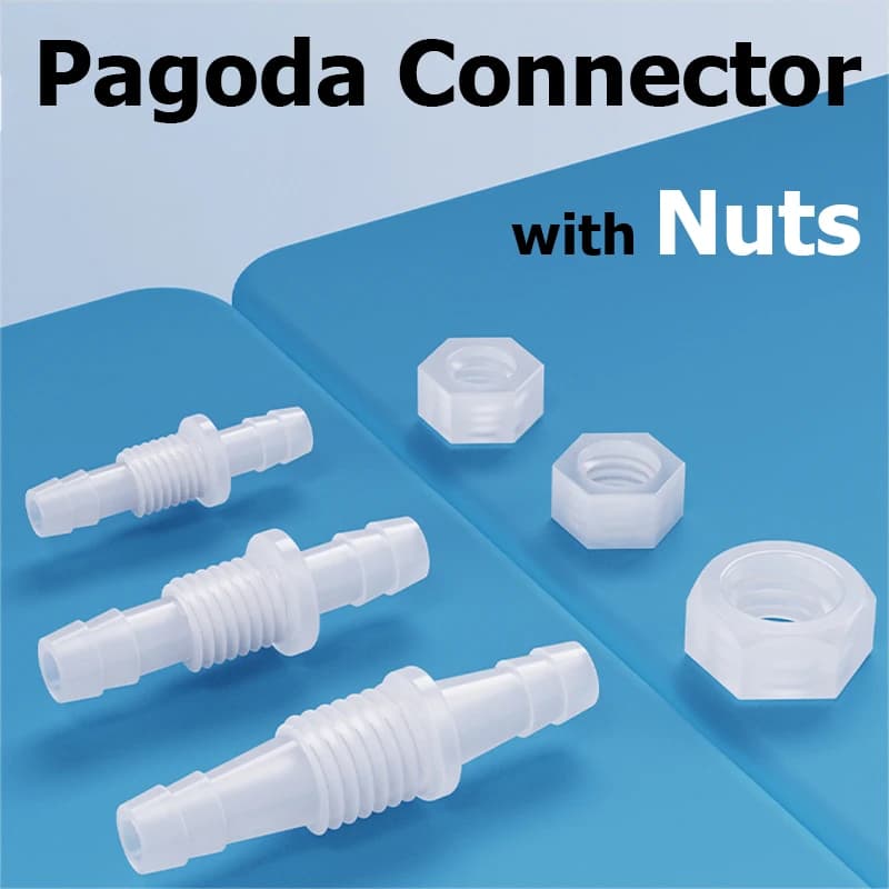 2/10 pezzi M5~M16 PP connettori diretti pagoda dado esagonale ​ Giunto per tubo di irrigazione da giardino con adattatore per pompa d'aria per serbatoio dell'acquario O-Ring