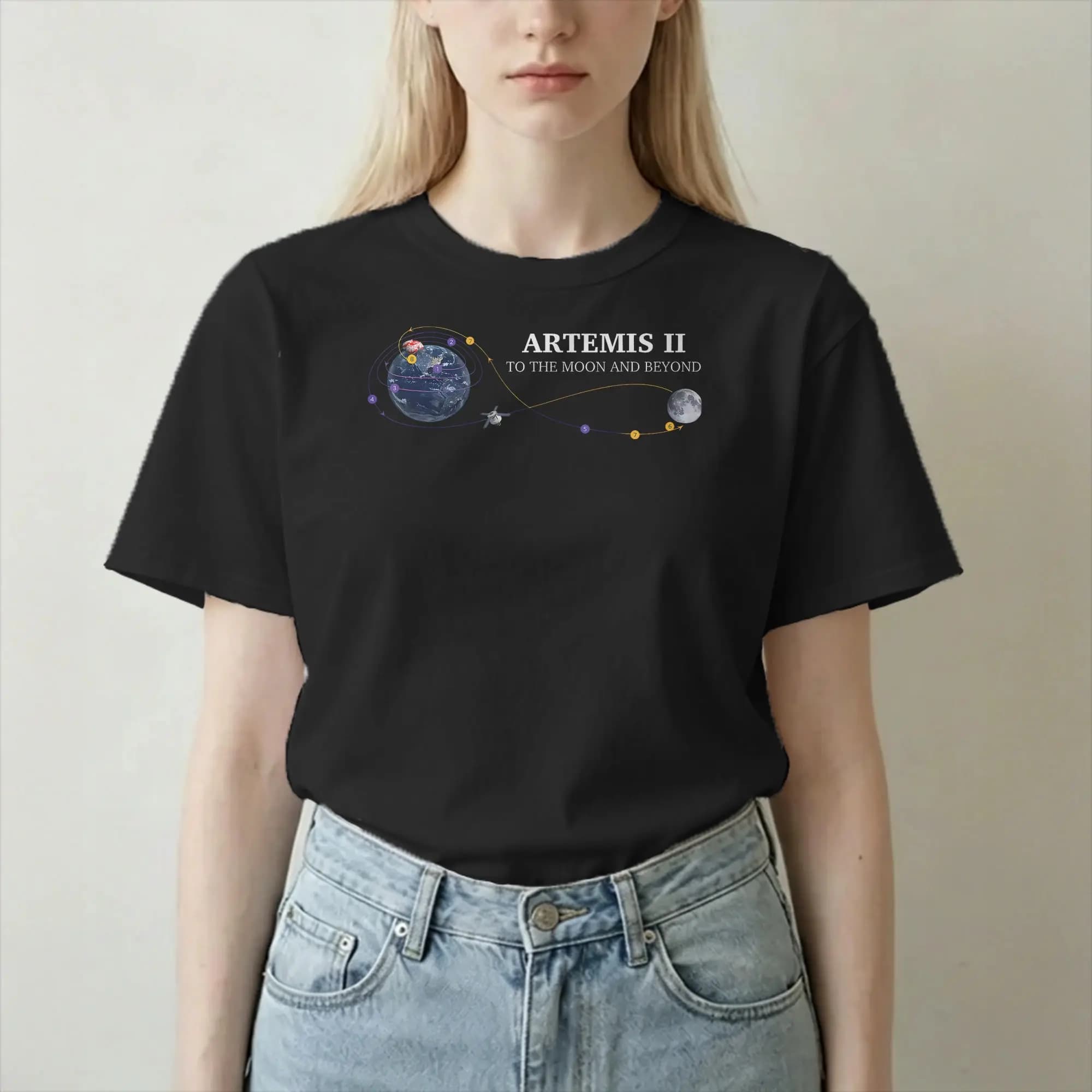 Magliette Artemis II Launch to The Moon 2026 per uomo e donna, magliette originali, t-shirt con colletto rotondo, 100% cotone, idea regalo, abbigliamento