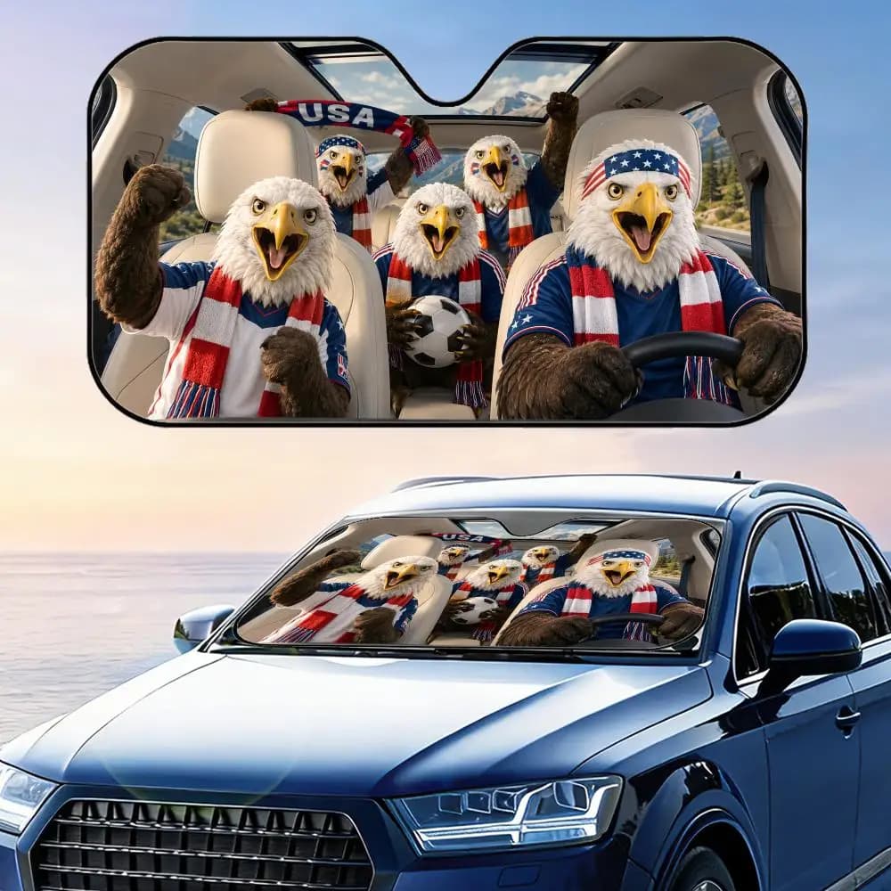 Parasole per Parabrezza Auto con Aquila Calva USA 2026, Protezione UV, Riflettente, Pieghevole, Isolamento Termico
