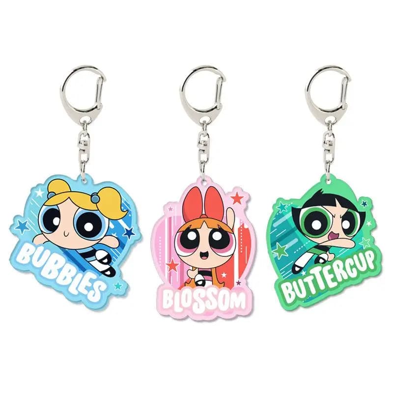 Portachiavi Powerpuff Girls, Ciondolo Kawaii Buttercup Blossom, Bambola Anime, Charm per Zaino, Statuetta Cartoon, Regalo per le Vacanze