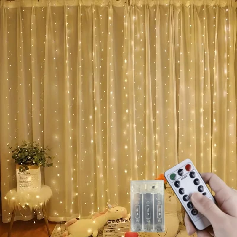 Luci a Stringa 6M600LED per Decorazioni Natalizie, con Telecomando, per Feste, Matrimoni, Fiori, Anelli Luminosi, Tende da Camera da Letto, con Scatola Batteria