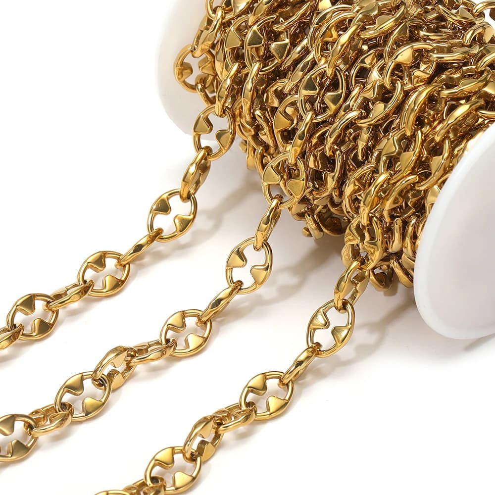 Catene da naso fatte a mano in acciaio inossidabile senza nichel da 1 metro Catene robuste Hip Hop per forniture di braccialetti per collane di gioielli artigianali fai-da-te