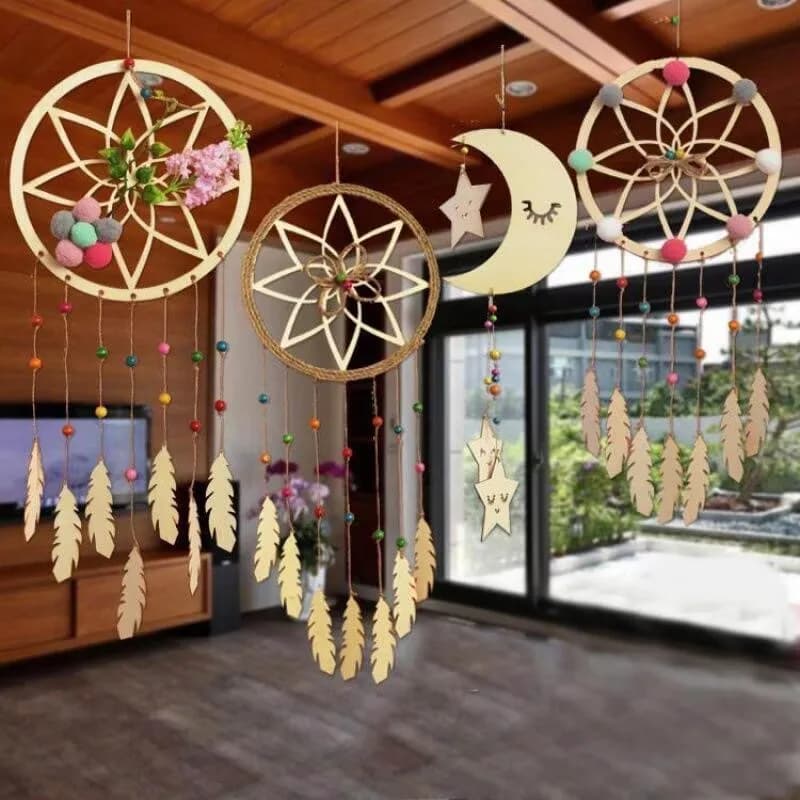 2026 Latest Models Wooden Dream Catcher Feather Hanging Ornament Home Party Decor Kids DIY Painting Craft Gifts