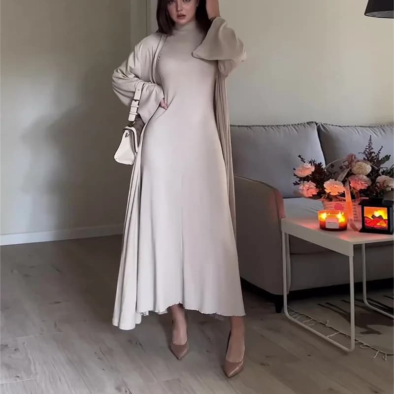 Donne arabe Long Robe Suits Vestidos Cardigan abito a due pezzi Abaya Jalabiya marocco Dubai caftano abiti Casual musulmani set