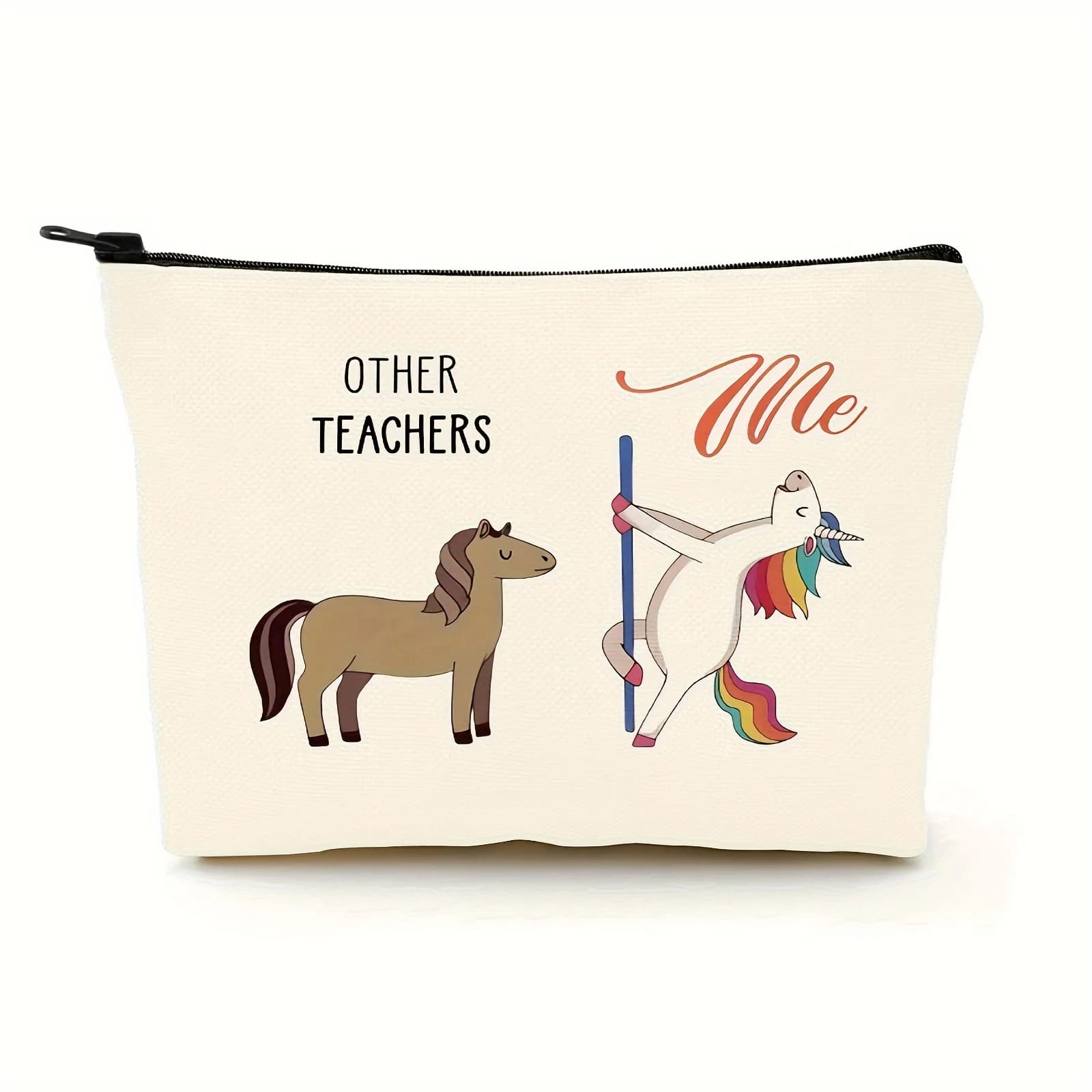 1 borsa per il trucco a forma di unicorno acrobatico - Borsa multifunzionale con cerniera per donna, perfetta borsa da viaggio con cerniera, divertente regalo di compleanno
