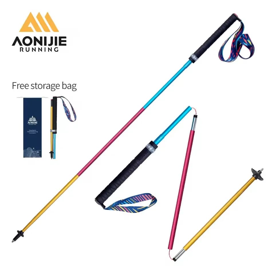 AONIJIE 2 pieces Trekking sticks Foldable walking stick Trekking stick with fast closing Ultralight walking stick adjustable carbon fiber