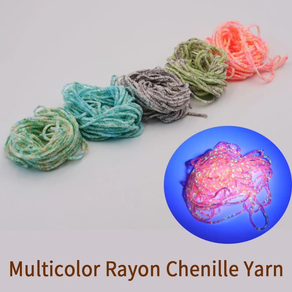 Filato di ciniglia di rayon da 2,5 mm per legare mosche - Fibra di ciniglia morbida multicolore da 5 m per bugger lanoso, sanguuga, creazione di mosche streamer