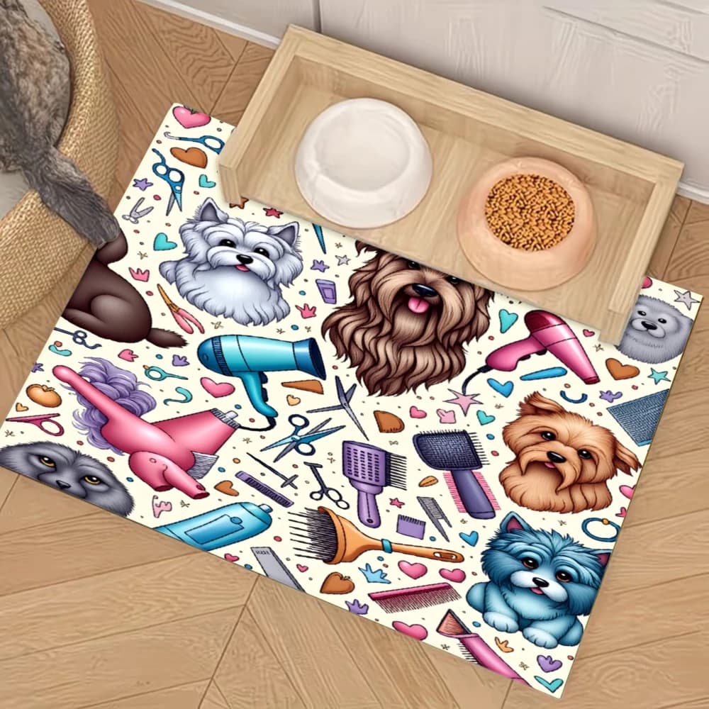 Tappetino Antiscivolo per Alimentazione Animali Domestici con Cuori e Stelle, Accessori per Animali, Tappetino Antispruzzo e Antiscivolo per Gatti e Cani