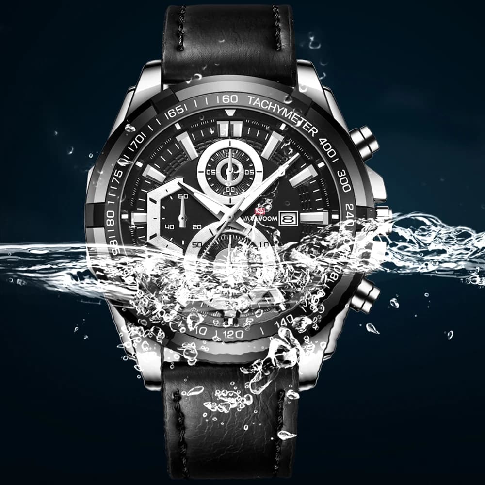 Quartz Machine Core Men Watches 3ATM Waterproof Luminous Pointer luxurious Calendar Casual Dropshipping Leather Strap Watches