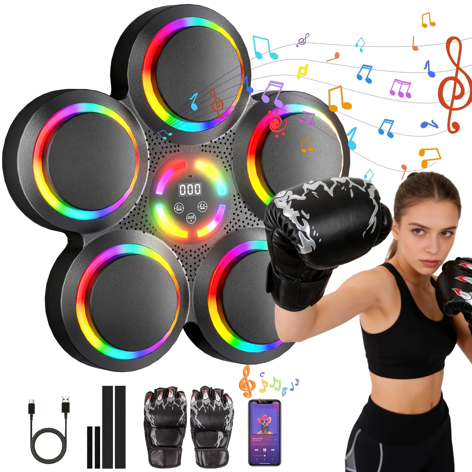 Music Boxing Machine for Adults Kids - Smart Punching Machine with Boxing Gloves, Wall Boxing Punching Pad for Home, Office, Gym