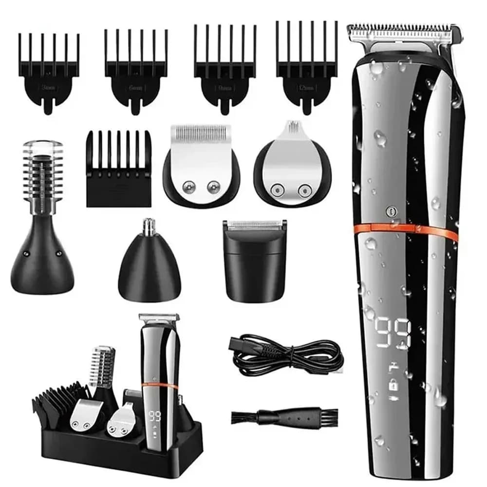 Tagliacapelli 6 in 1 per uomo, regolabarba e sopracciglia, completamente lavabile, kit per la cura dei capelli.