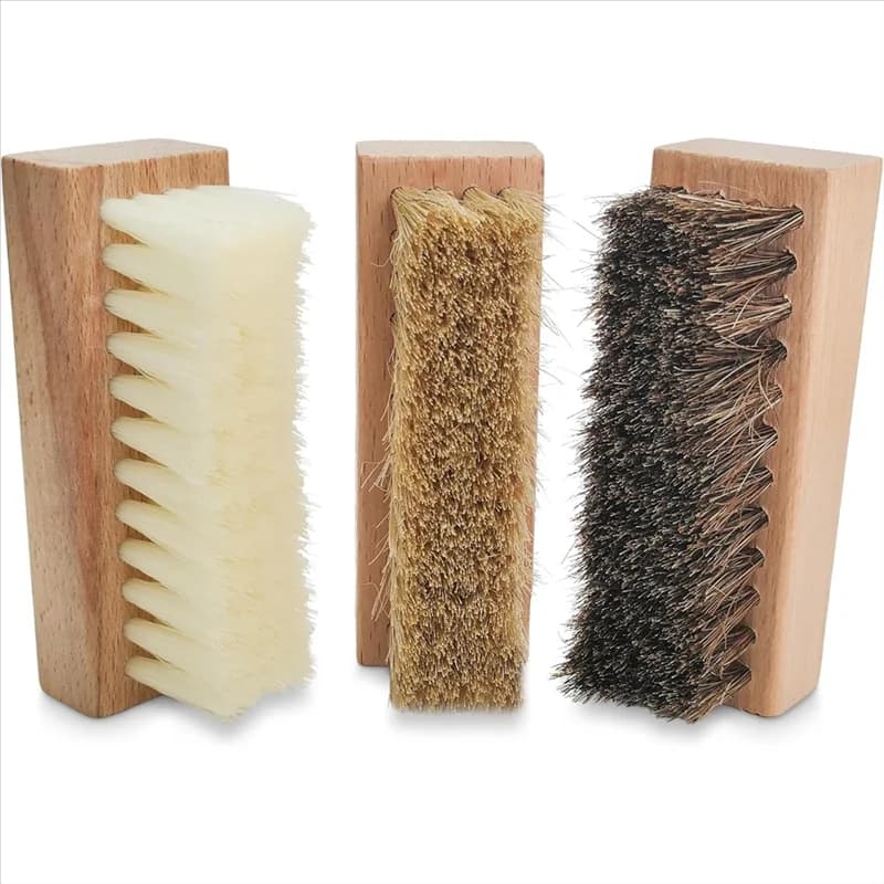 YWDZ-Set di 3 spazzole per la pulizia delle scarpe piccole: nylon, setole di crine di cinghiale, per pelle, tela scamosciata, borse tessili