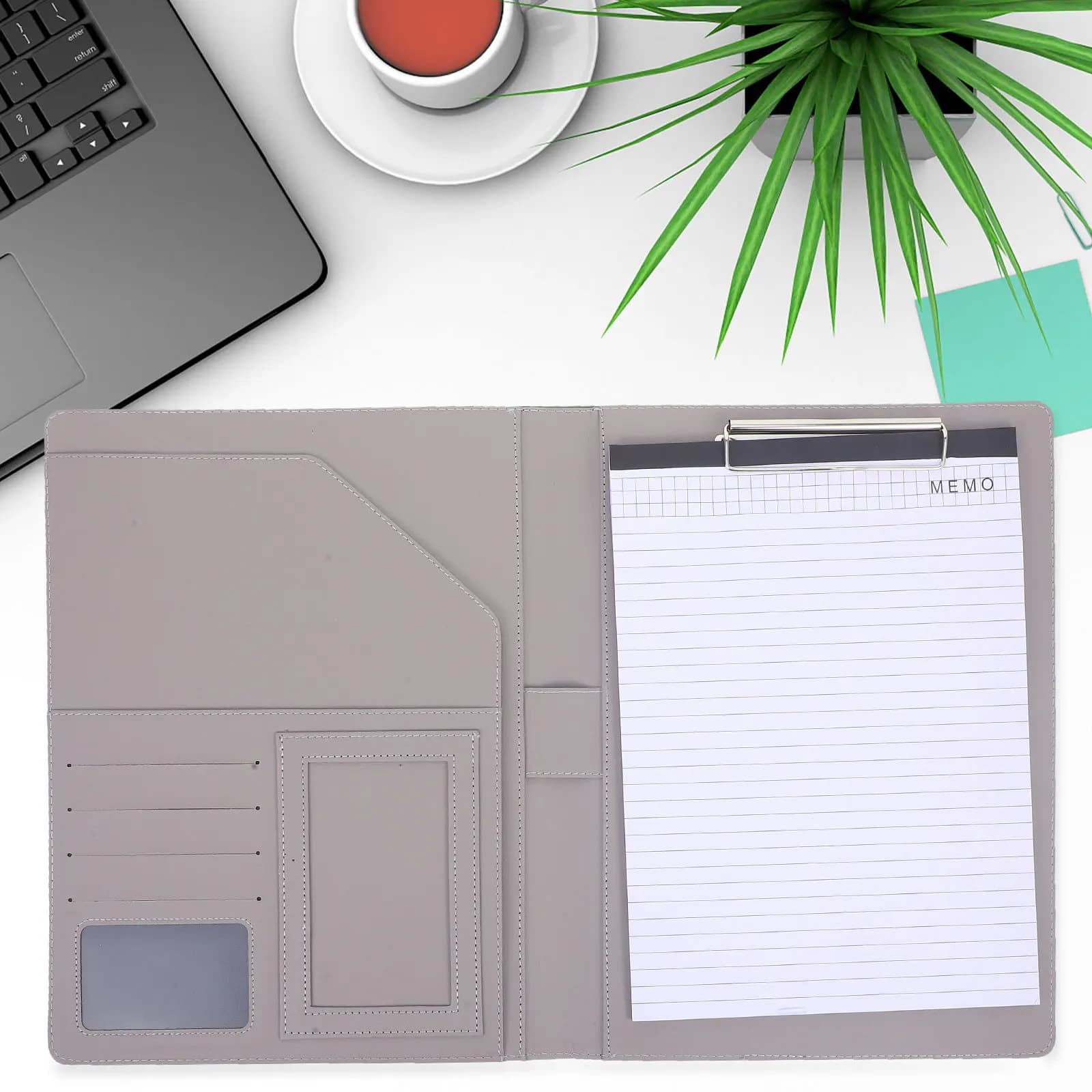 PU Document Folder File Organizer A4 Size Multifunction Office School Folder Zipper Storage Phone Holder