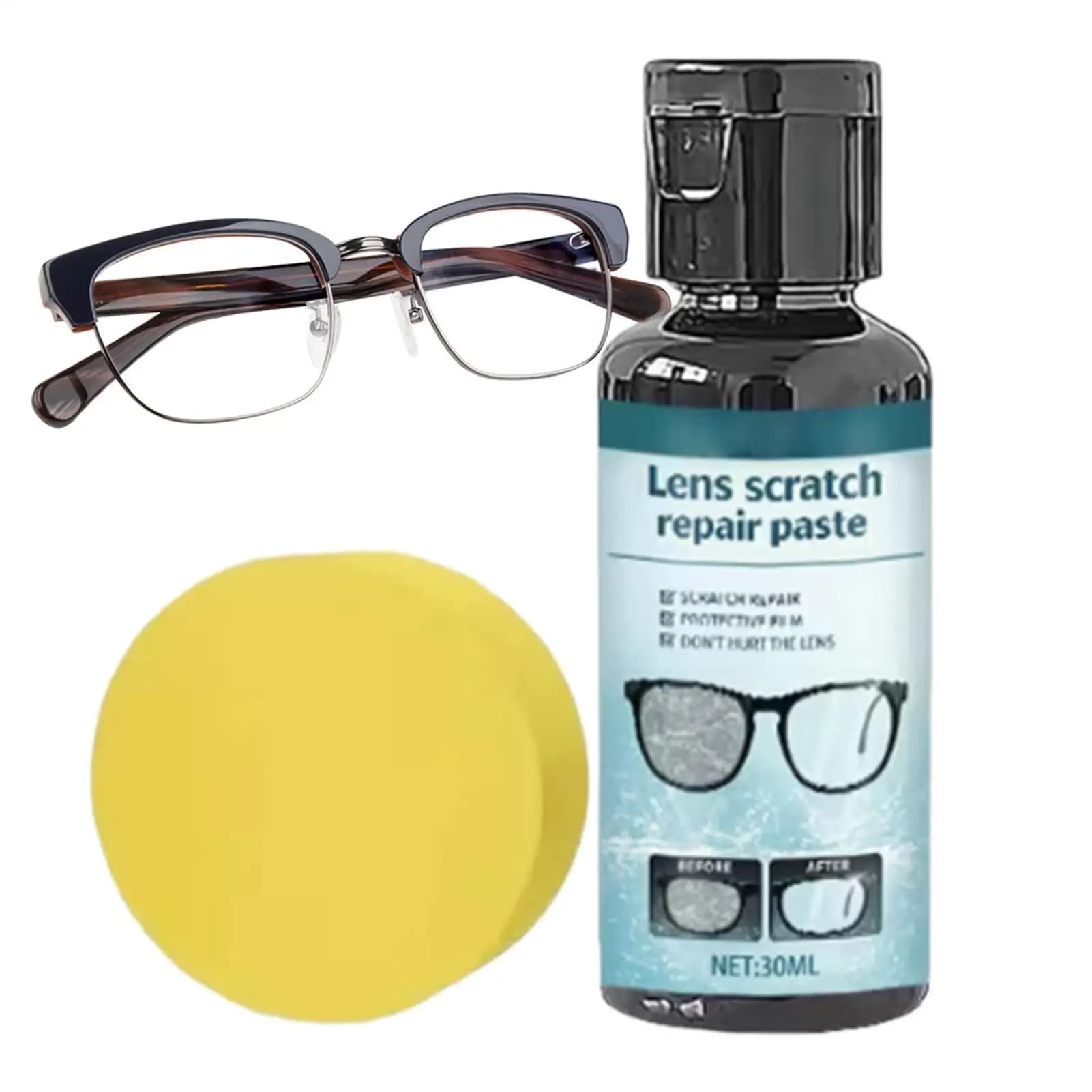 Gentle paste for removing scratches from glasses, restores clarity and removes scratches, safe polishing paste for glasses, sunglasses and protective masks