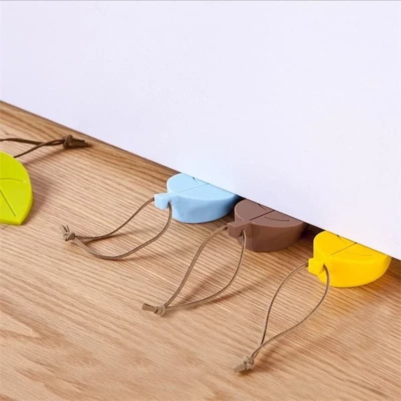 Fermaporta in gomma siliconica a forma di foglie, blocco porta, per bambini, anti-cartella, porta di sicurezza per hotel, carta da appendere