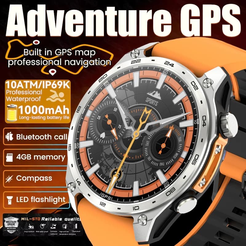 Nuovo Smartwatch Sportivo T-Rex3 Ultra con 4GB di Memoria, GPS, Mappe Offline, Display AMOLED da 1,43'', 3ATM, Ricarica Rapida, Fitness e Chiamate