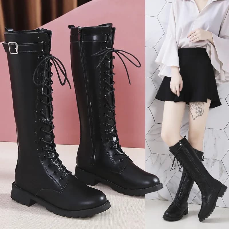 Winter New Round Head Thick Soled Cross Strap Fashion High Boots Comfortable Non-slip Increase Personality Trend Fashion Boots