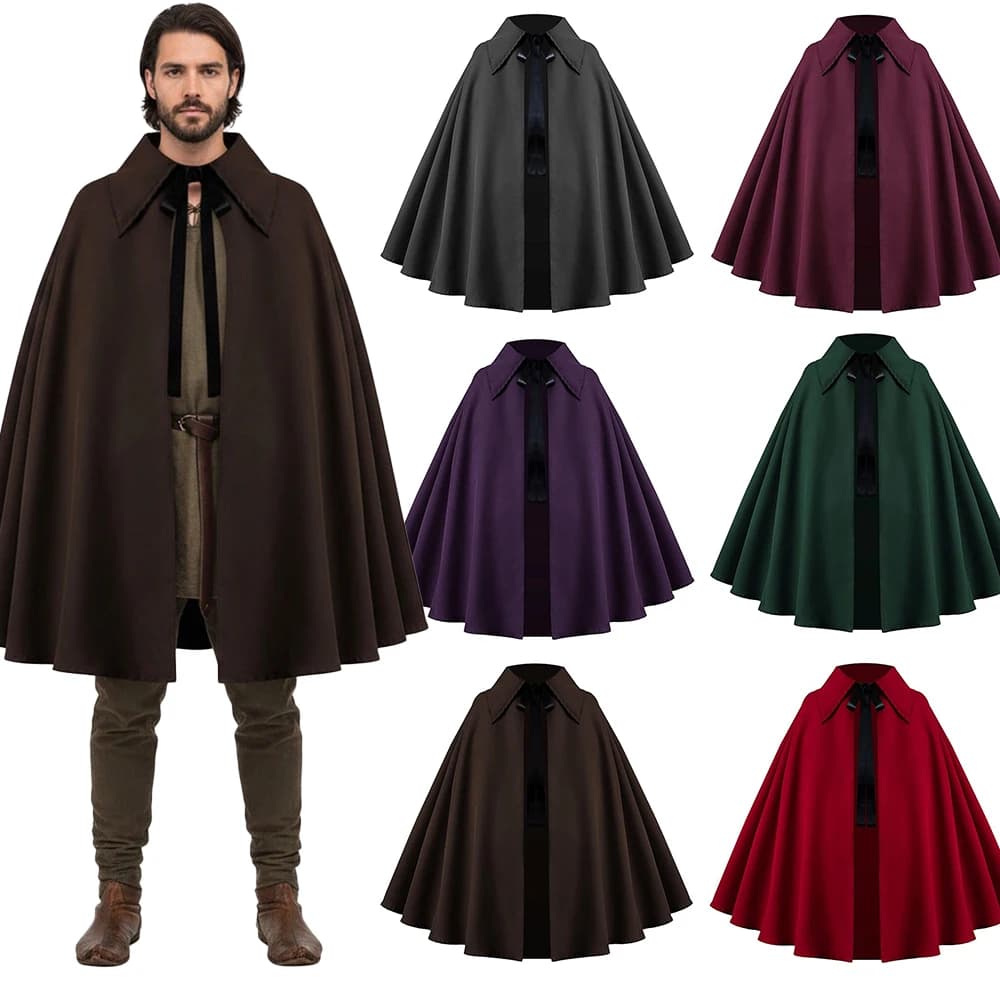 Medieval Cape Vintage Short Cape Gothic Cosplay Costume Set Jacket Renaissance Halloween Party and Masquerade Costume Coat