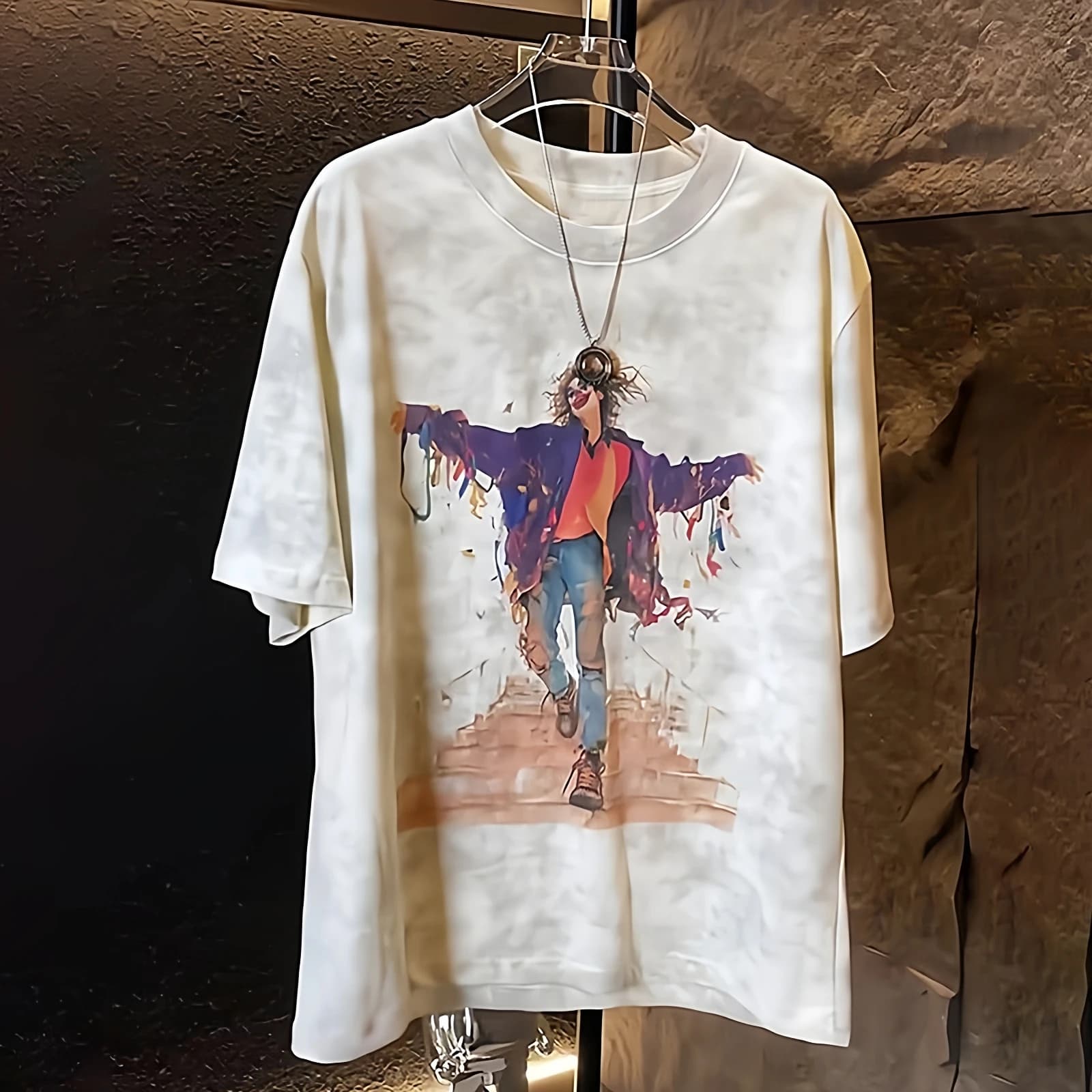 plus Size 300 Pounds Japanese Style Luxury Tie Dye Short Sleeve T-Shirt Men's Women's Summer Heavyweight Pure Cotton Half Sle...