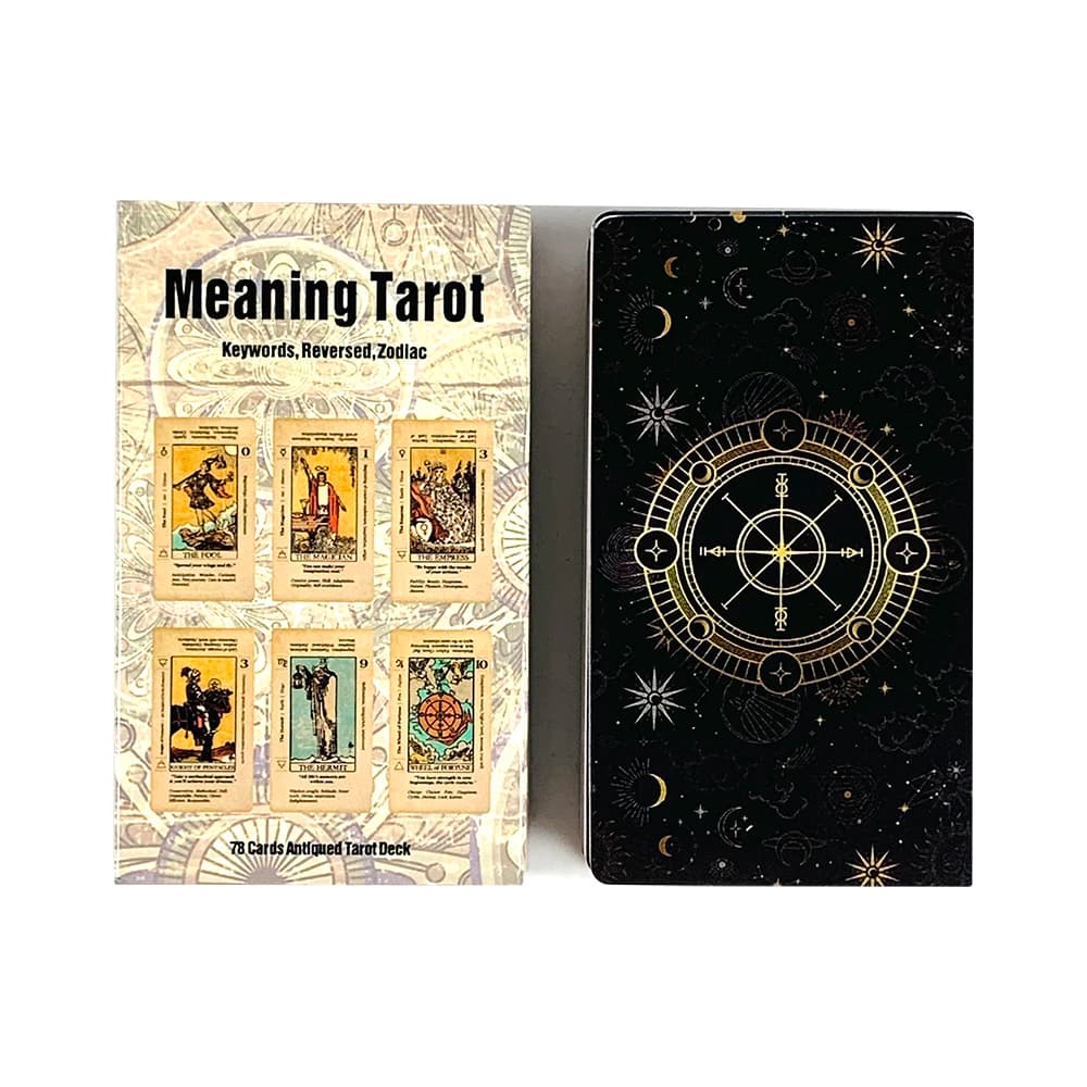Mazzo di Tarocchi con 78 Carte con Interpretazioni, per Principianti, con Parole Chiave, Stile Antico, per Meditazione e Giochi di Società