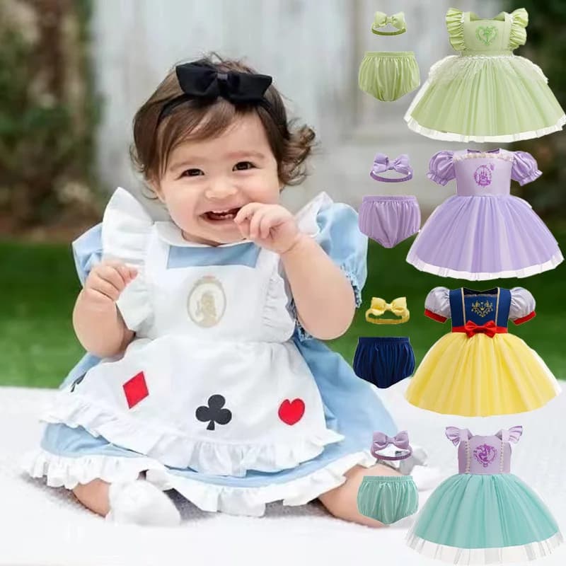 Girls' Princess Party Dress Infant Toddler Puff-Sleeve Formal Gown Assorted Styles Sizes 0-3T for Special Occasions