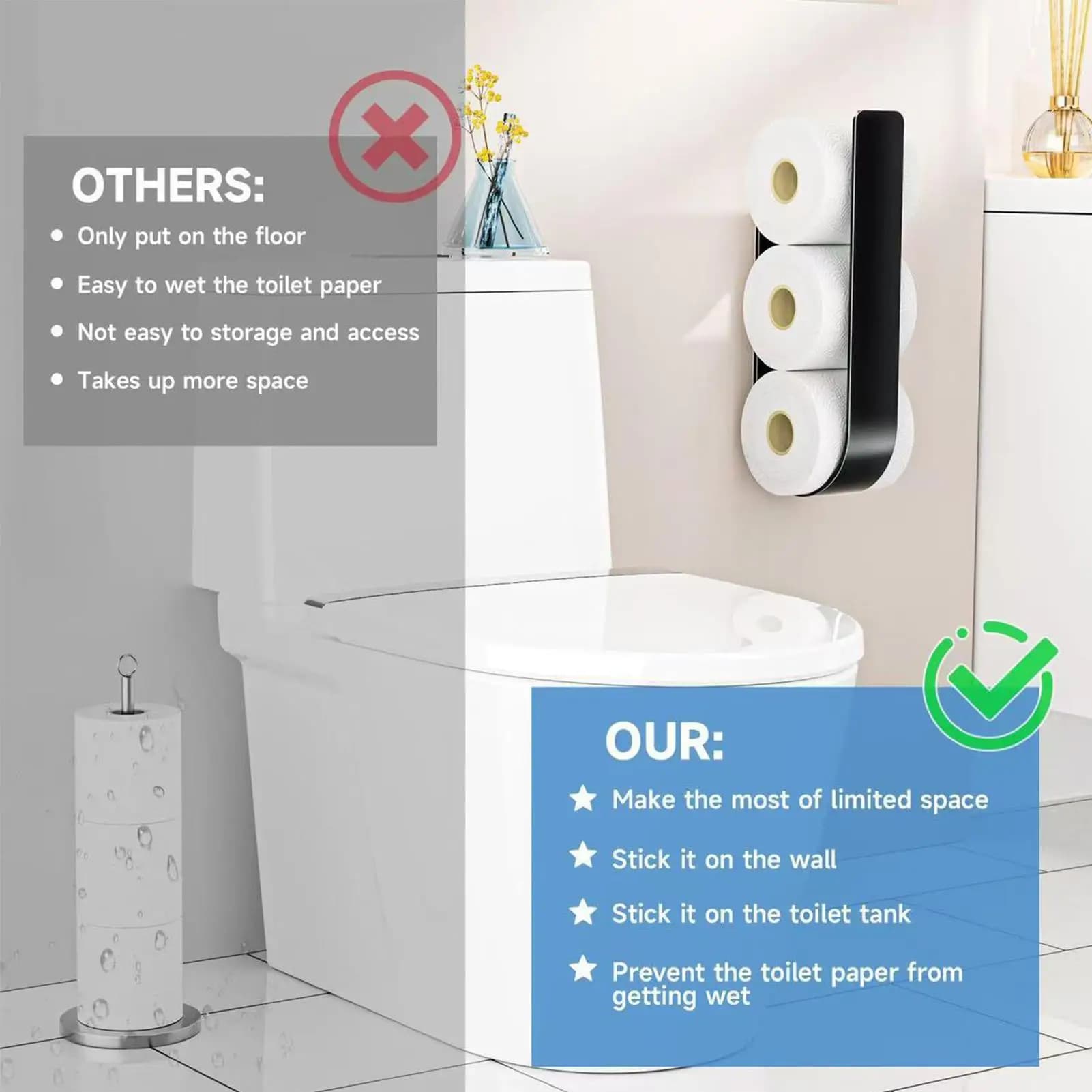 Portarotolo per carta igienica Supporto per rotolo di carta adesivo Dispenser per fazzoletti Decor per bagno Cucina Bar Bancone porta appartamento casa