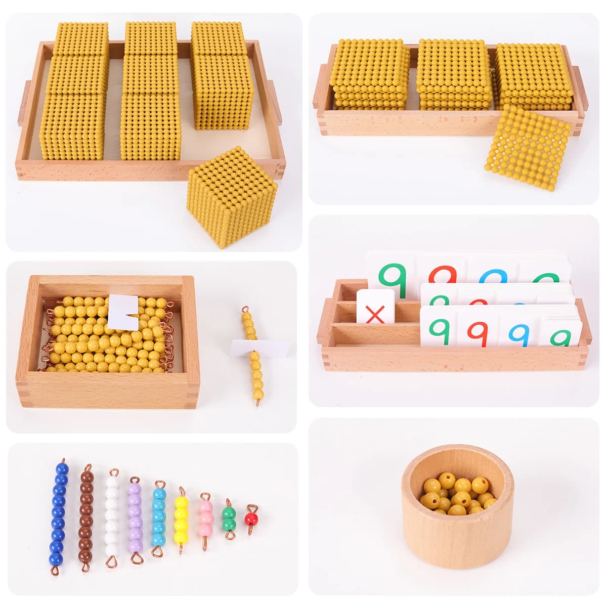 Montessori Perline dorate Gioco di banca Materiali matematici per l'apprendimento del sistema decimale Attrezzature educative Gioco di matematica Sussidio didattico