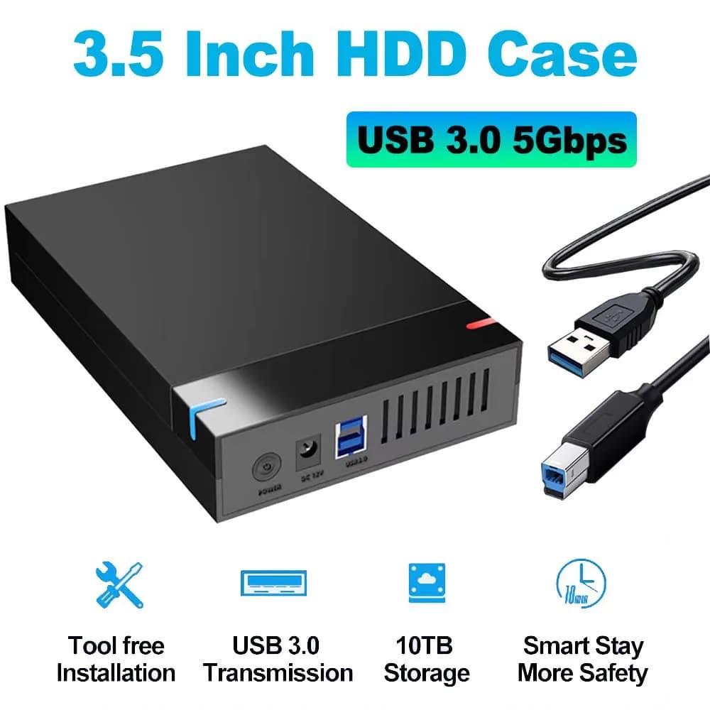 Custodia per disco rigido SSD da 3,5 pollici Custodia per disco rigido esterno SATA SSD HDD UASP USB 3.0 a SATA III Custodia per disco rigido SSD da 10 TB per PC Lapop