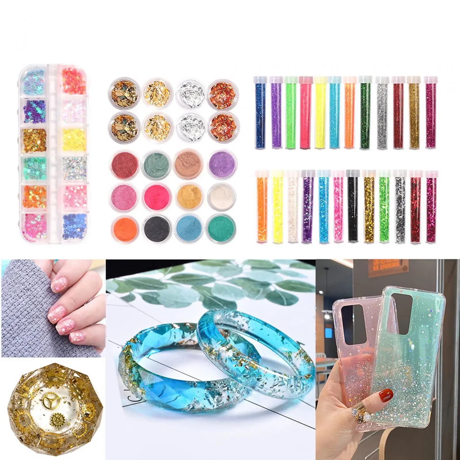 Resin Decoration Accessories Set Foil Flakes Crafts Epoxy Fillers Epoxy Art Decor for Girls Repairing Women Beginners Keychain