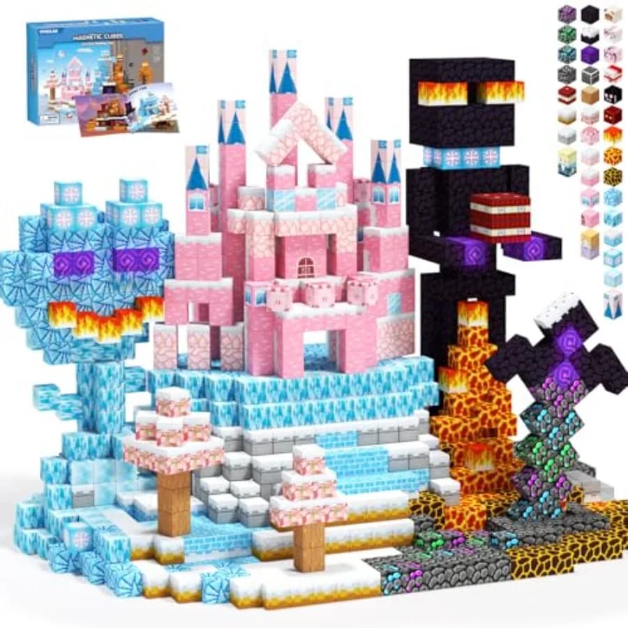 150 PCS, Easter Gifts for 3 4 5 6 7 Year Old - Ice and Fire Magnetic Tiles for Toddlers, Idea Birthday Gift Travel Toys for Age