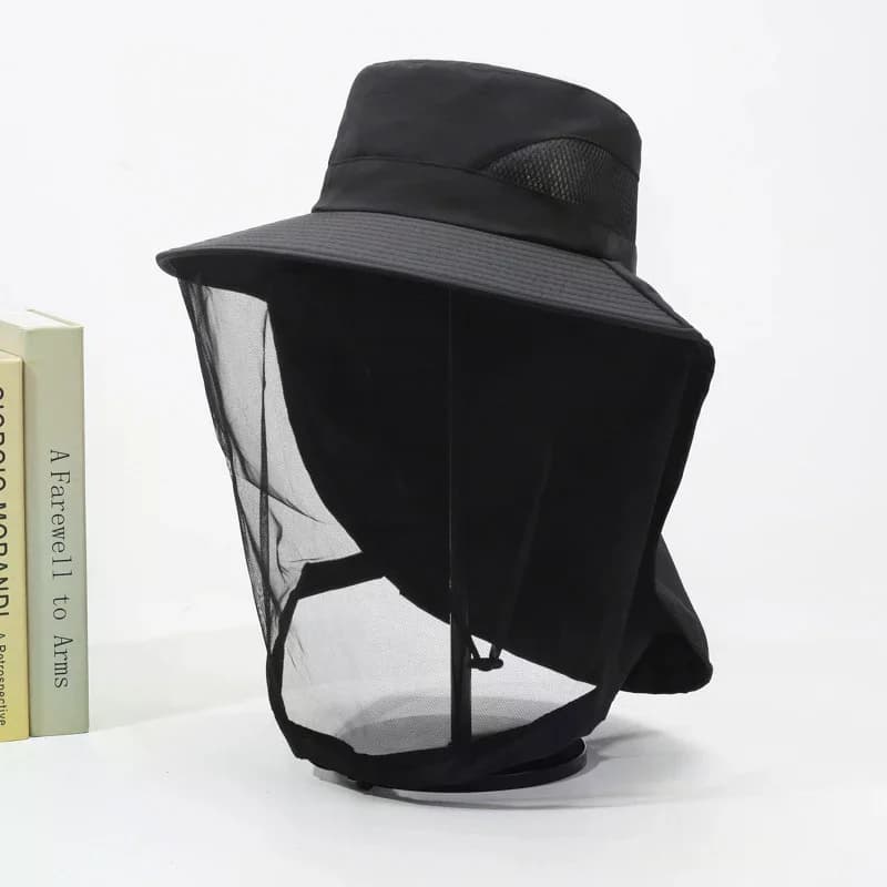 Cappello antizanzare pieghevole unisex con rete nascosta Mesh Repellente UV Protezione per insetti e api Visiera esterna Cappello da pescatore Cappello da pesca