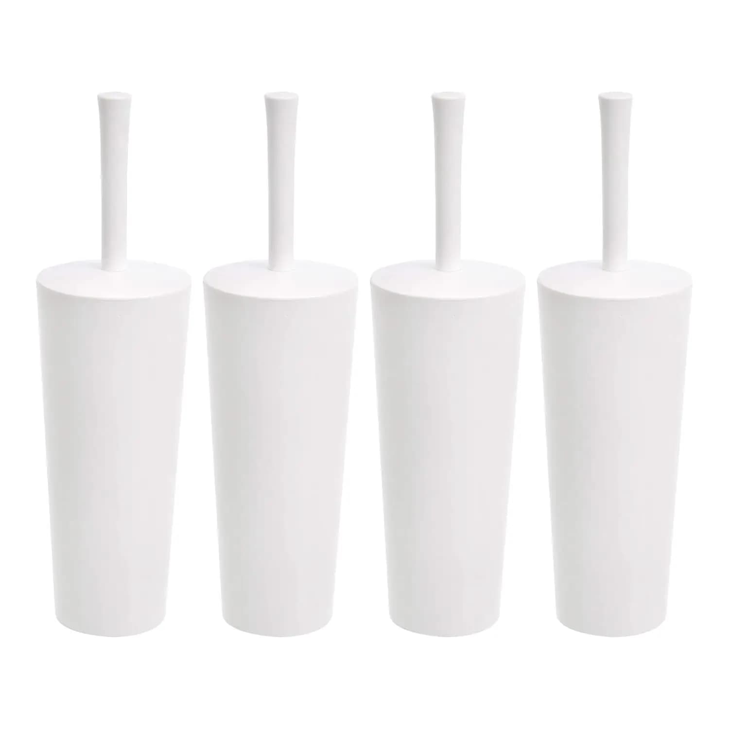 Set di spazzole e supporti per WC resistenti, spazzole con manico antiscivolo, bianco, confezione da 4