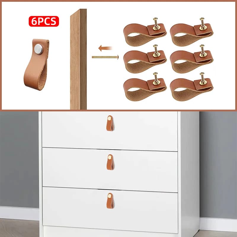 Creamily 6 pezzi maniglie per cassetti in pelle manopola per cassetti per mobili maniglie per porte dell'armadio pratica maniglia per armadio da cucina con vite