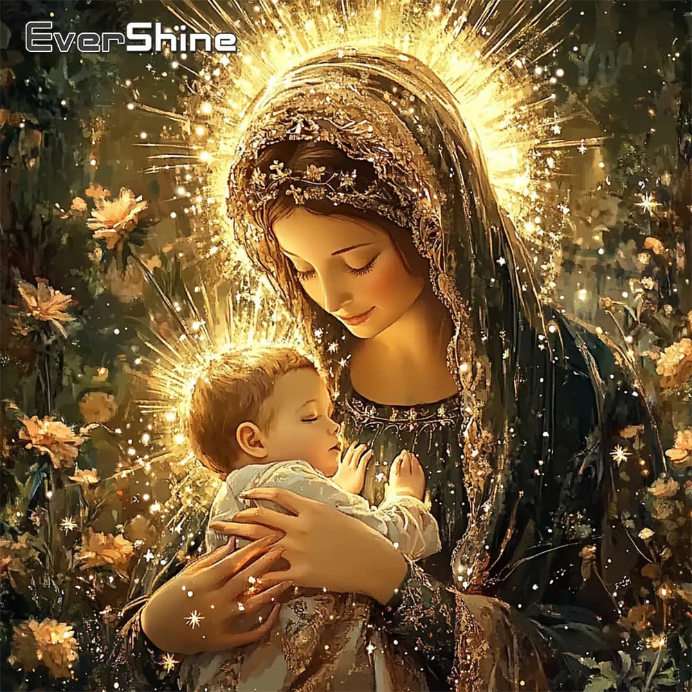 Evershine Diamond Embroidery Religion Full Drill Square Mosaic Woman DIY Art Craft Kit Painting Flower Handmade Hobby