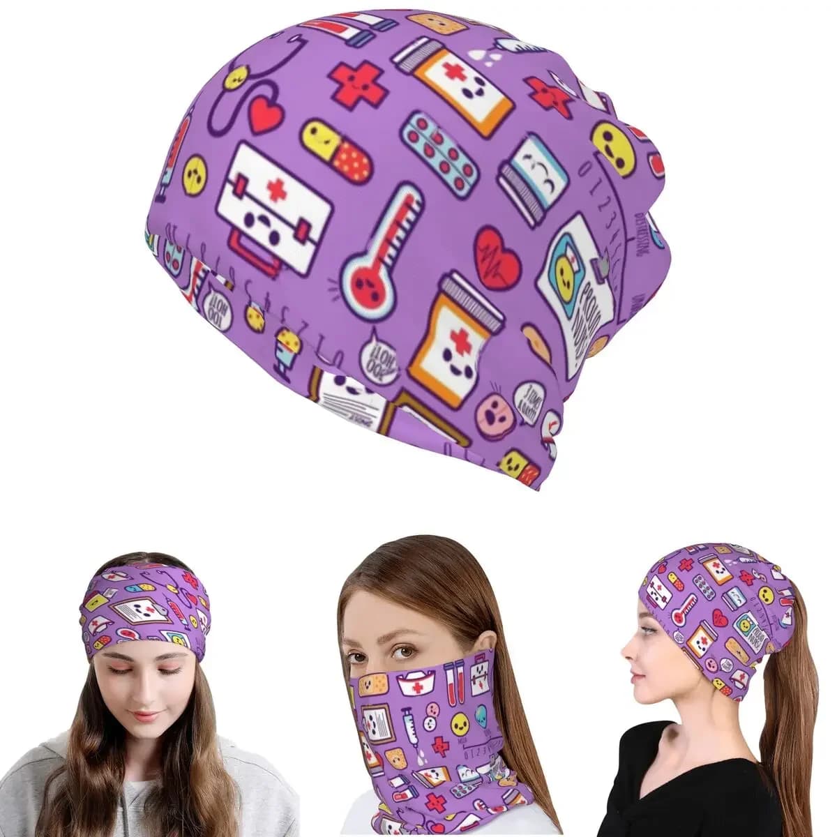 Nurse Tools Bandana Neck Cover Wrap Mask Scarf Multi-use Face Mask Beanies Hat Unisex Adult Washable
