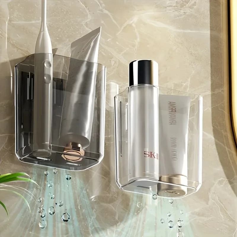 1pcs Wall-Mounted Toothbrush Holder Toothbrush Cup Household Bathroom Kitchen Small Self-Adhesive Storage Box.