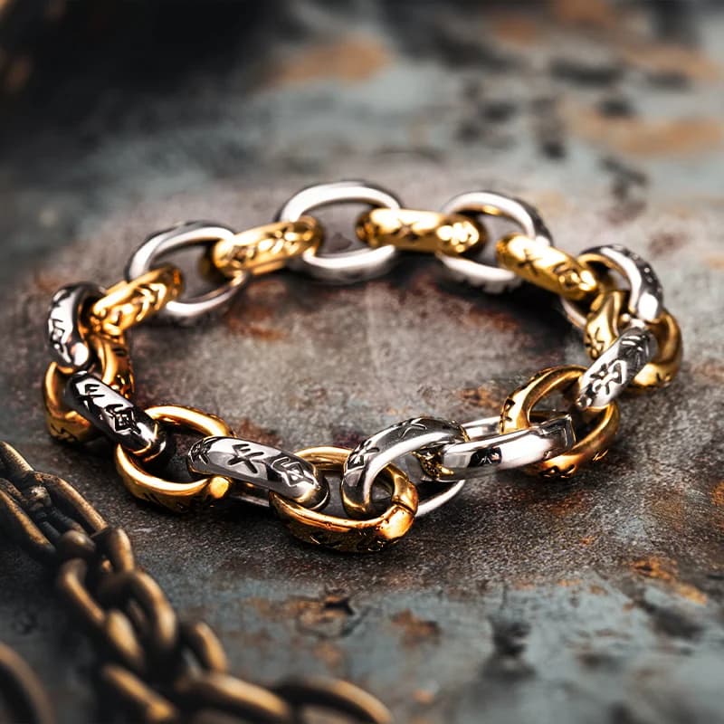Bracciale Rune of Seven Realms da uomo in acciaio inossidabile, gioielli di moda