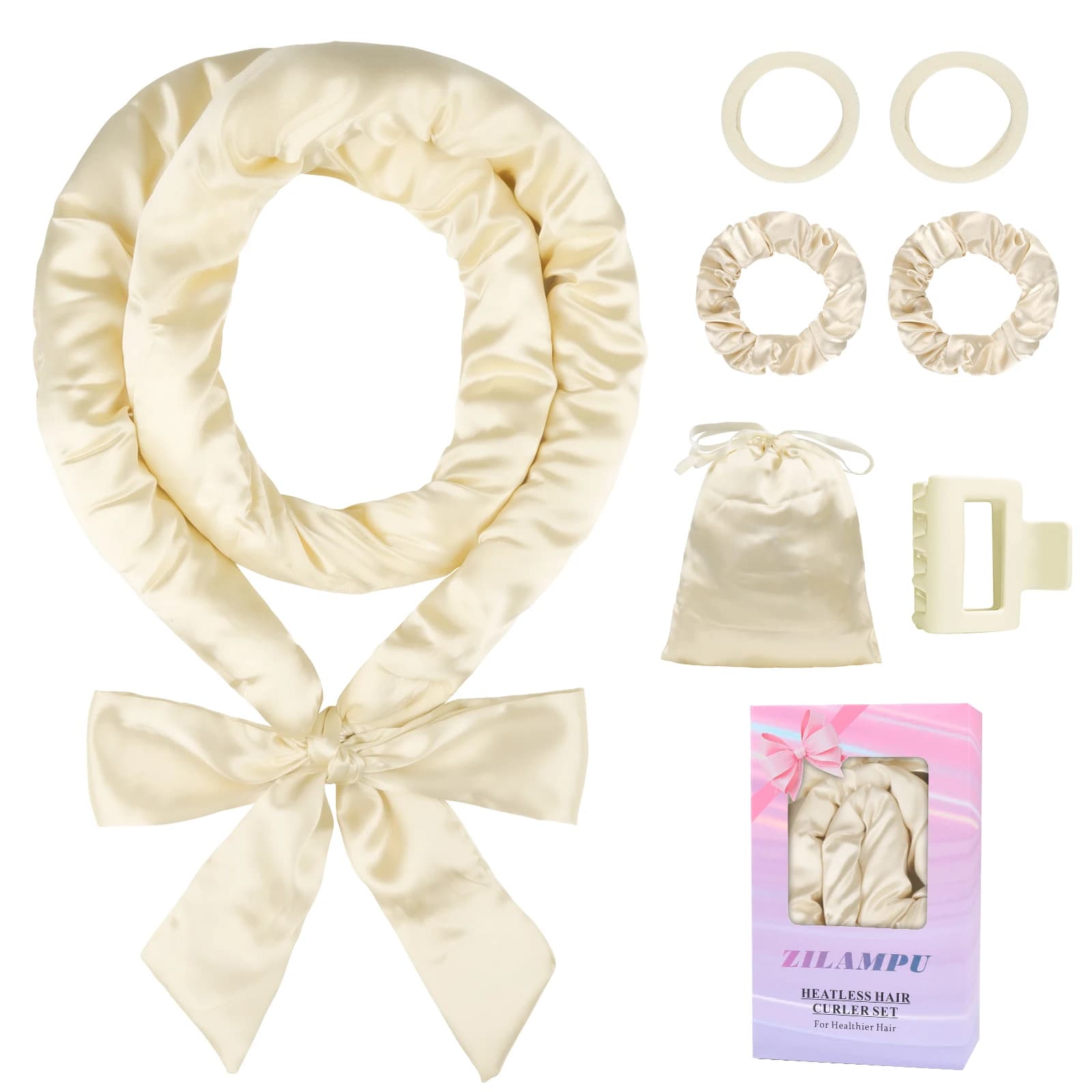 Riccioli senza calore in raso Bigodino per capelli notturno Set di arricciacapelli senza calore 70" Senza riccioli di calore Fascia per capelli per dormire