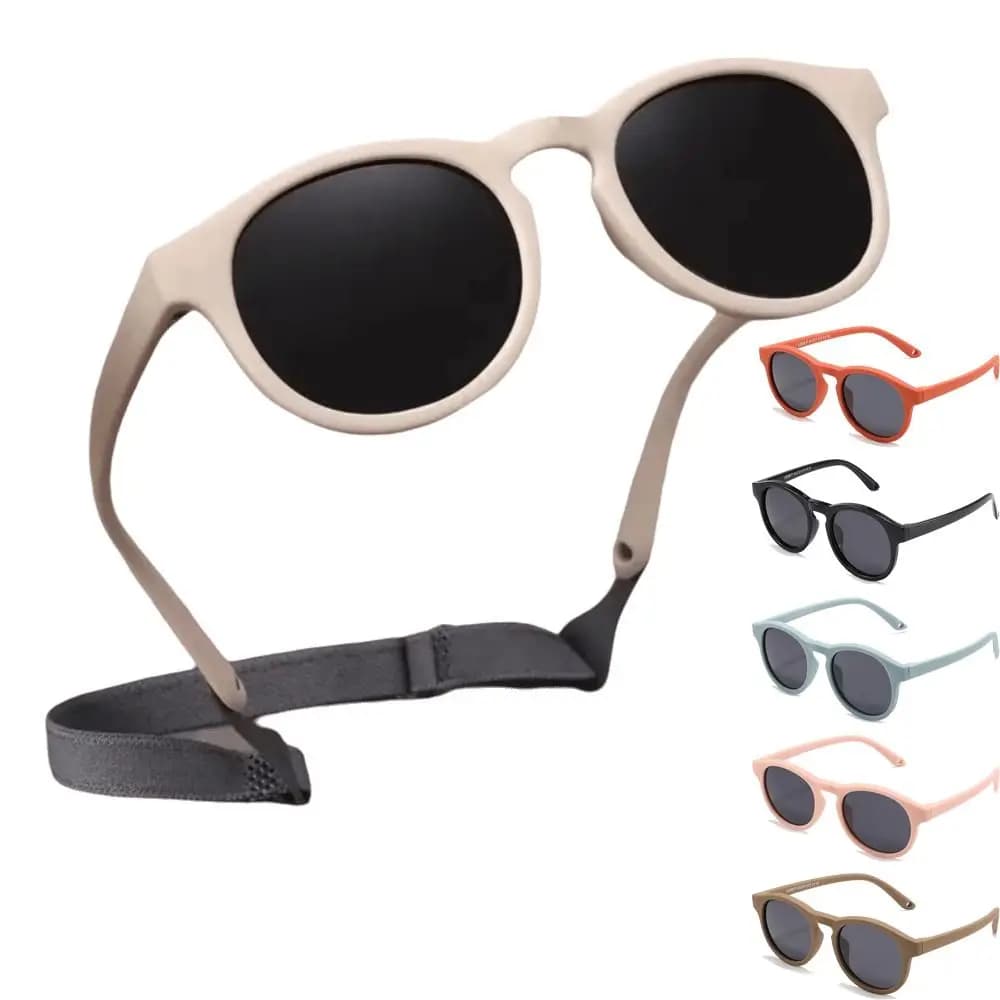 Occhiali da sole per bambini con montatura rotonda Occhiali di sicurezza in silicone flessibile Occhiali da sole per bambini comodi con cinturino regolabile Occhiali per bambini