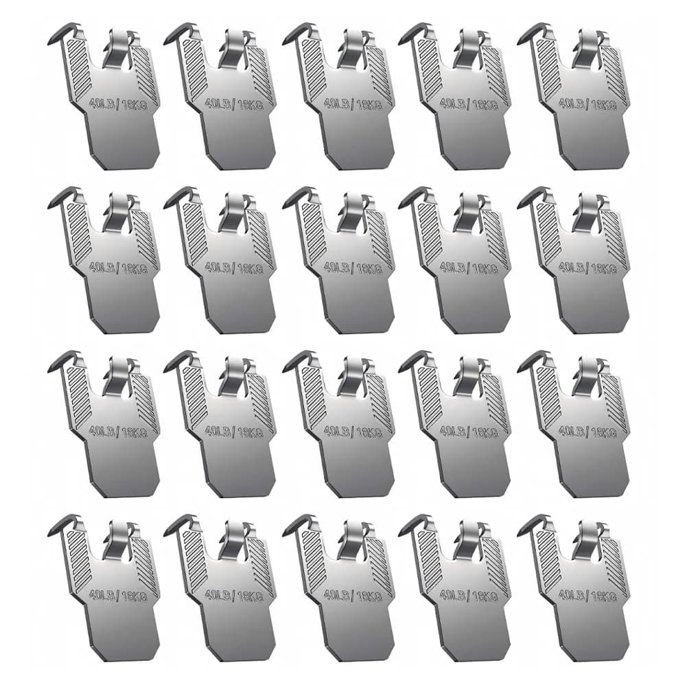 Set of 20 Metallic Hooks with Artigli for Cartongesso, for Hanging Paintings, Frames, Artworks and Applications of Storage in Wall