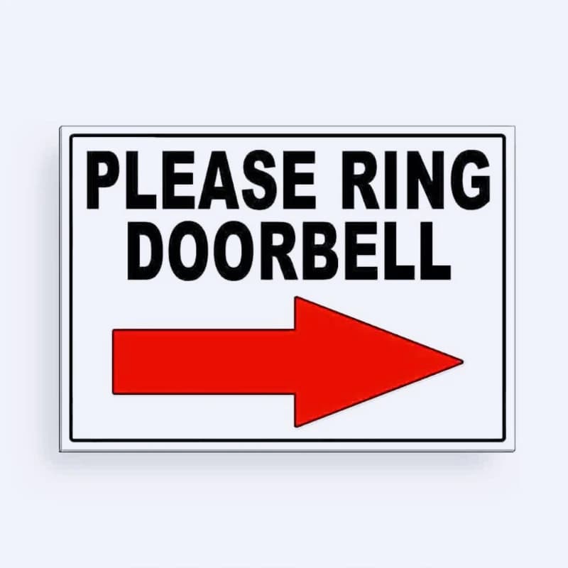 Nuovi adesivi e decalcomanie per auto Door Vigil Please Ring - Arrow Right Istruzioni, Consegna Benvenuto, PVC 15 cm KK