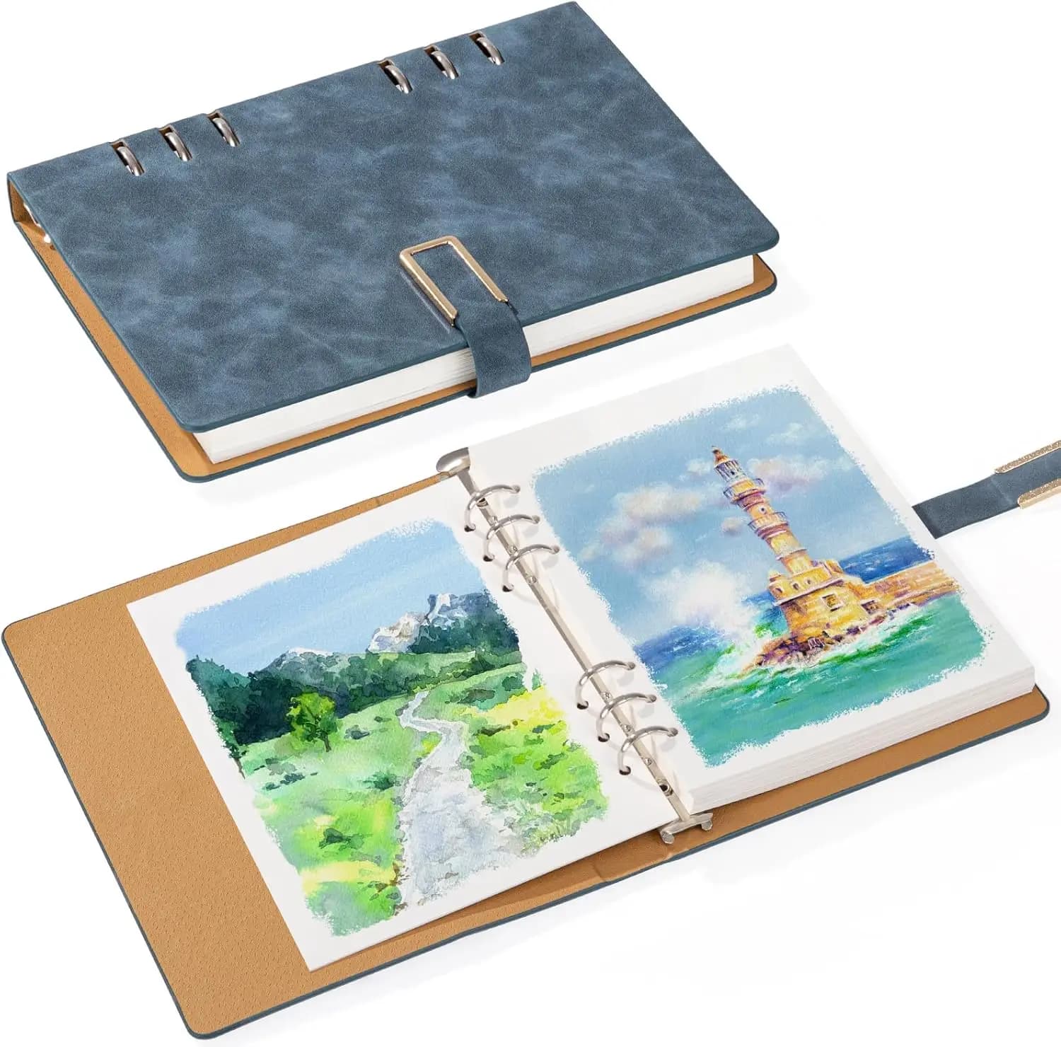 30-Sheet Watercolor Sketchbook, 140lb/300gsm Cold Press Paper, 9.1x6.3 in, for Painting & Drawing