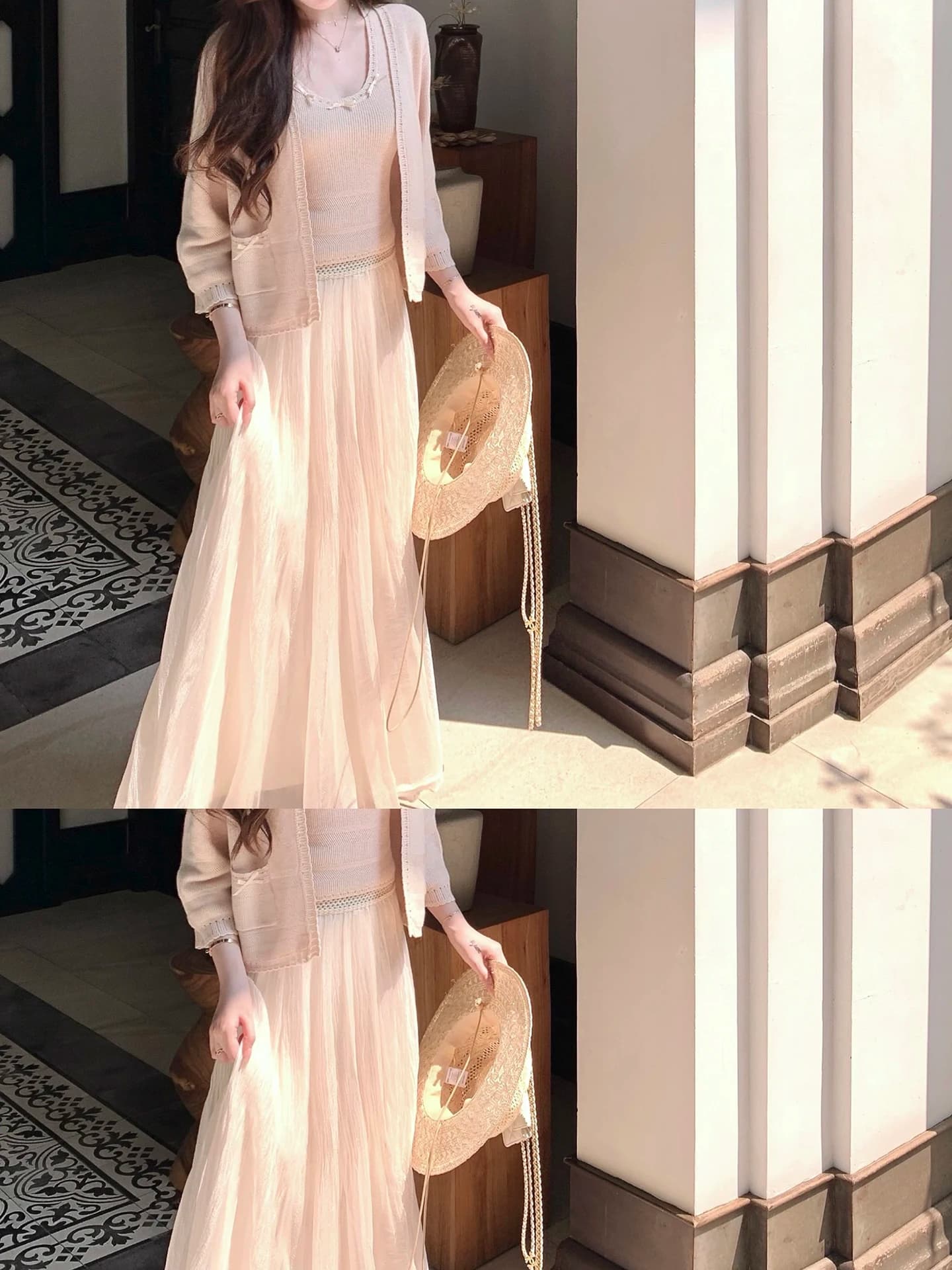 Zhaobao Ni Soft Light Misty Gauze Pleated Women's Midi Skirt Spring Summer New Style Half-length Fairy Skirt High Waist