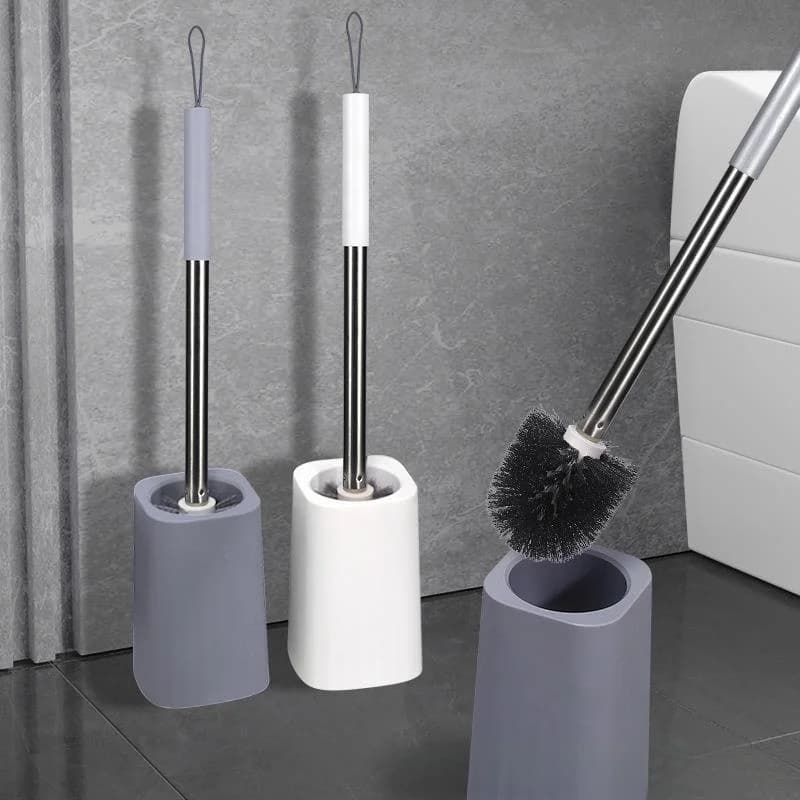 Set Spazzola per WC con Manico Lungo, Strumento per Pulizia Bagno Senza Angoli Morti con Base per Pulizia Completa del WC