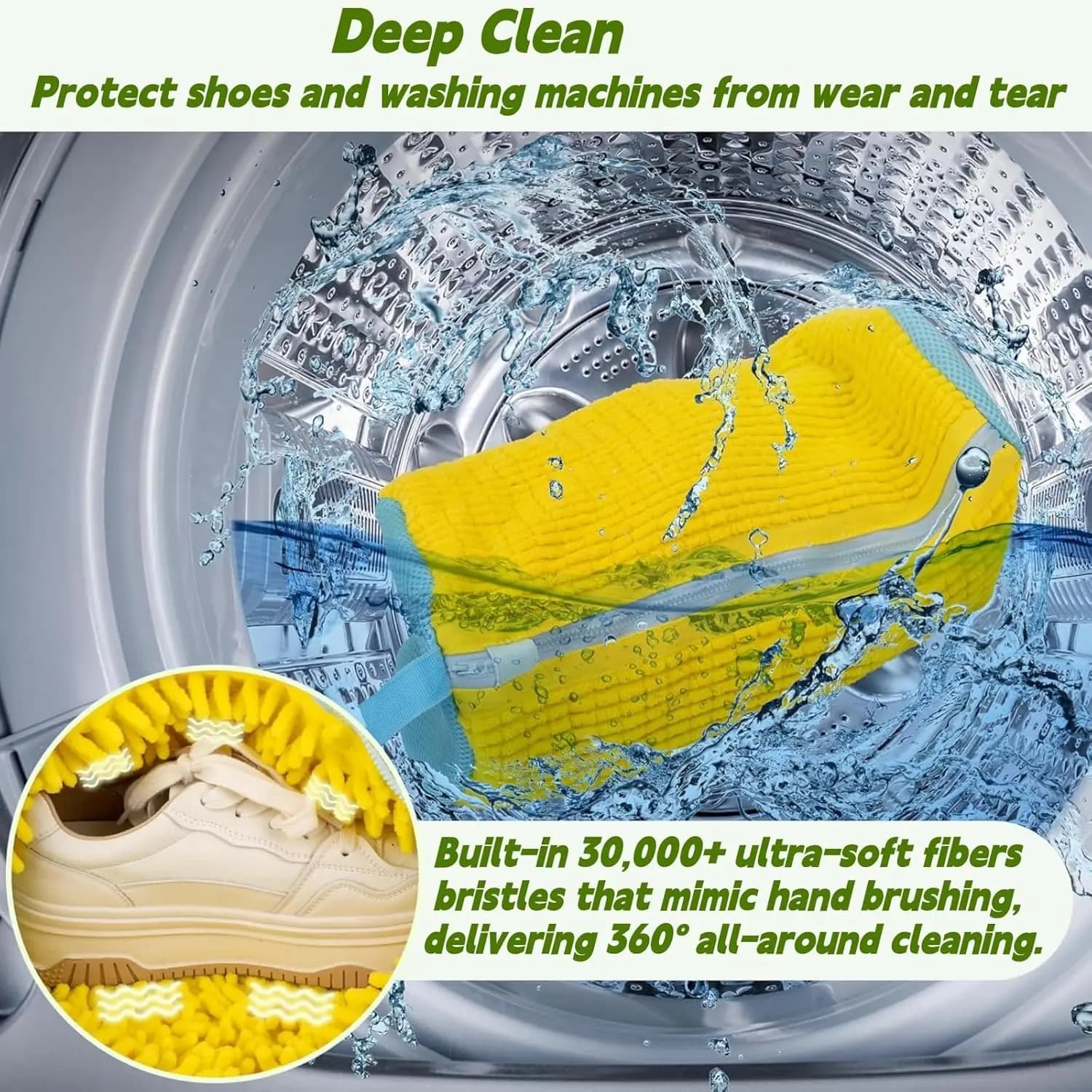 Shoe Washing Machine Bag,Laundry Shoe Bag for Sneaker,Tennis Shoes,Washer and Dryer,Reusable Cleaning Bag for Sock, Delicates,Gym Shoes (Yellow)