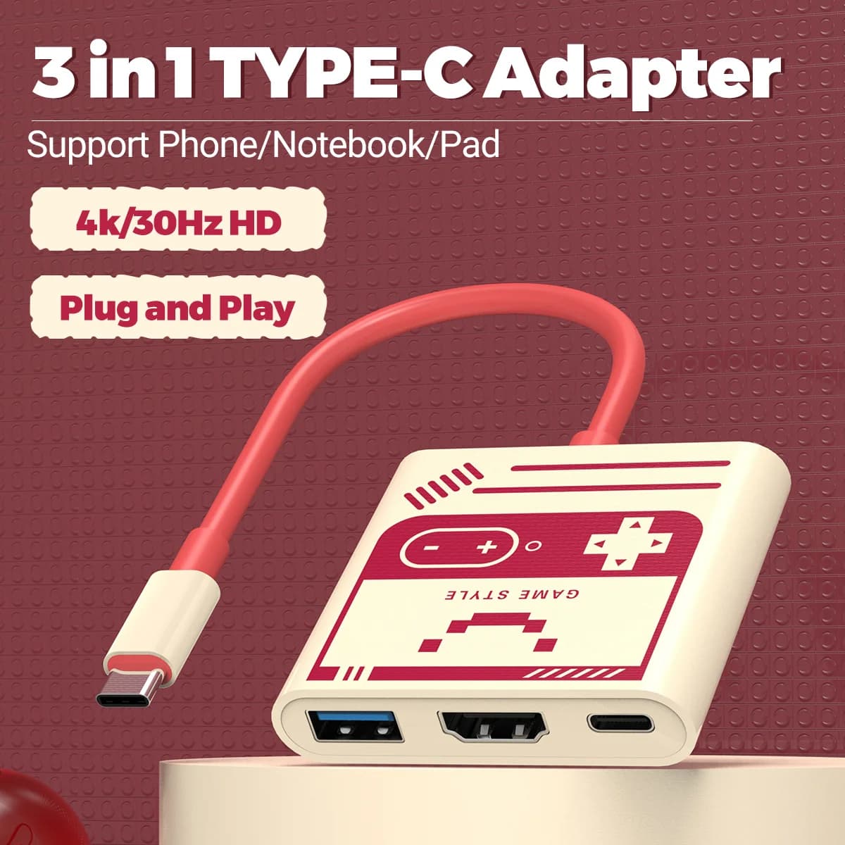 Portable/with Oled TV dock with HDMI, USB 3.0 and USB C 100 W charging port USB Hub support with 4K video output, 1080P